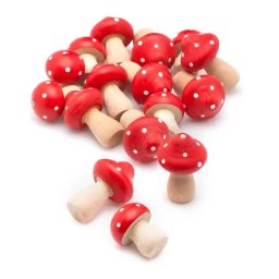 Champignons en bois, 3 - 4,5 cm, 16 pièces