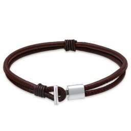KUZZOI - KUZZOI Bracelet Herren Basic Echtleder Knoten Haken 925er Silber 1 unité
