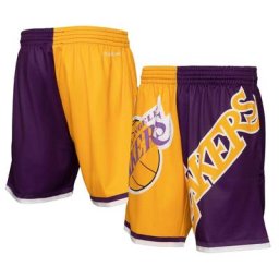 Los Angeles Lakers NBA Big Face Fashion Shorts 5.0 Par Mitchell & Ness - Juane - Homme - Homme Taille: L