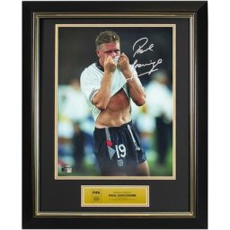 Paul Gascoigne Photo officielle de la Coupe du Monde de la FIFA signée en Angleterre : Gazza's Tears - Encadrée