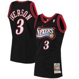 Maillot Homme Mitchell & Ness Allen Iverson Noir Philadelphia 76ers 1997 Hardwood Classics Authentique