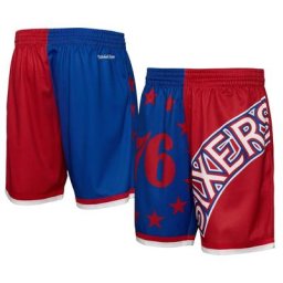 Philadelphia 76ers NBA Big Face Fashion Shorts 5.0 Par Mitchell & Ness - Bleu - Homme
