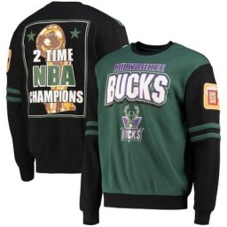Milwaukee Bucks NBA All Over Crew 2.0 Par Mitchell & Ness - Bucks/Greem - Homme