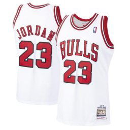 Mitchell & Ness pour homme Michael Jordan Blanc Chicago Bulls 1997-98 Hardwood Classics Joueur Authentique Maillot