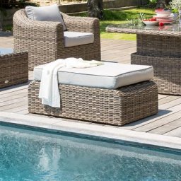 Pouf de jardin Mooréa Naturae Aluminium traité époxy, Résine tressée, Polyester Unisexe