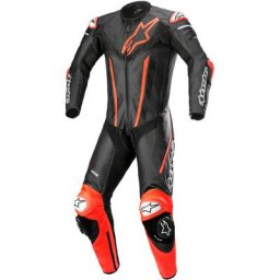 Alpinestars Fusion Combinaison en cuir de moto une pièce, noir-rouge, taille 50
