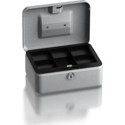 eurokraft basic Caisse à monnaie, insert en plastique avec cinq compartiments à monnaie, h x l x p 90 x 205 x 155 mm, gris clair