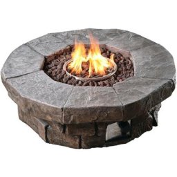 Braséro de jardin à gaz chauffage extérieur effet pierre 94 cm housse de protection roches de lave