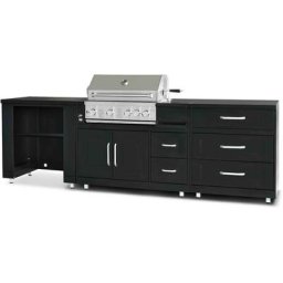 Cuisine d'extérieur 3 modules avec barbecue - Noir