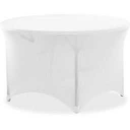 Housse De Table Extensible Ronde Pour Mariage Hôtel Restaurant Élasthane Blanc - Blanc
