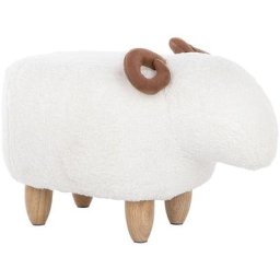 Petit Tabouret de 36 cm de Hauteur pour Enfant en Forme d'Agneau Laineux Blanc rembourré en Mousse