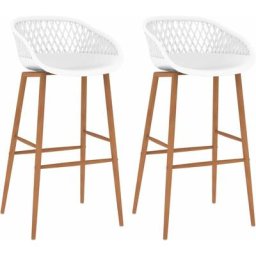 Chaises de bar 2 pcs Blanc Vidaxl Blanc et marron
