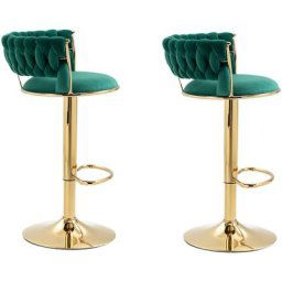 Ensemble de 2 tabourets de bar pivotants Chaises de comptoir réglables avec repose-pieds pour la
