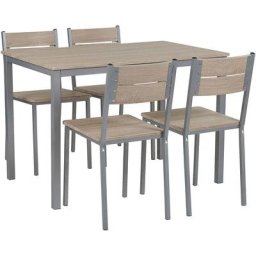 Ensemble de Salle à Manger Complet Table 4 Chaises Effet Bois Clair avec Pieds Gris Design