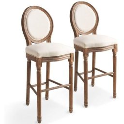 Tabourets de bar lot de 2 blanc lin Vidaxl Blanc