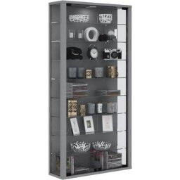 Vitrosa Maxi vitrine murale avec 2 portes vitrées, éclairage inclus, argenté. - Argent