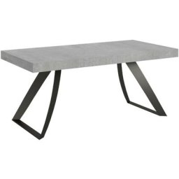 Table extensible design 8 à 20 personnes gris et pieds métal incurvés anthracite l 180 à 440 cm