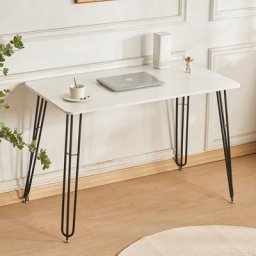 Table à manger pieds carrés en fer taille 11060cm (avec cadre de support) design simple blanc