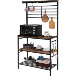 Tagère de Cuisine, Étagère de Micro-Ondes, Meuble de Rangement à 4 Niveaux, 84 x 40 x 162 cm, avec