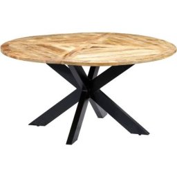 Table à manger Table à dîner | Rond 150x76 cm Bois de manguier massif 17884 - Brun