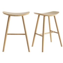 Tabourets de bar bois clair H65 cm (lot de 2) demory - Naturel