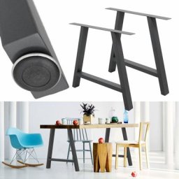 Set 2 Pieds de table pied de meuble acier forme a support banc gris 70 x 72 cm
