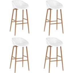 Tabourets de bar lot de 4 blanc Vidaxl Blanc et marron