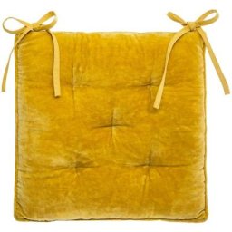 Atmosphera - Galette de Chaise Velours Coton Ocre créateur d'intérieur - Ocre