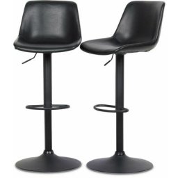 Tabourets de bar réglables - Noah - simili cuir noir - hauteur réglable 60,5/81,5cm , repose-pieds