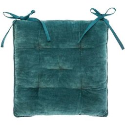 Atmosphera - Galette de chaise Coton en velours Bleu canard créateur d'intérieur - Bleu