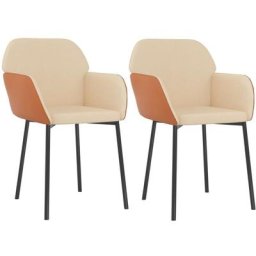 Chaises à manger lot de 2 crème tissu et similicuir Vidaxl Crème