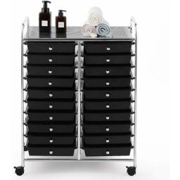 Chariot de Rangement avec Multi-tiroirs en pp et Cadre en Métal, Rayonnage de Rangement à roulettes