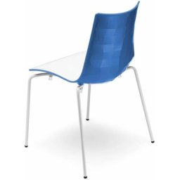 Scab Design - Chaise design avec pieds blanc - a l'unité - zebra bicolore - deco scab - Bleu