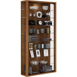 Vitrosa Maxi Vitrine murale avec 2 portes vitrées, éclairage inclus, imitation noyer. - Marron