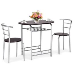 3 Pièces Ensemble de Salle à Manger avec Table à Manger et 2 Chaises, pour Balcon, Cuisine, Salon,