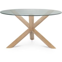 Table à manger et pieds en verre en bois sur plateau 150x150x76,5 Wabi Home