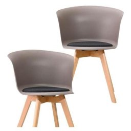 Chaise taupe avec coussin noir Blandine (lot de 2)