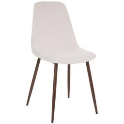 Atmosphera - Chaise de table en velours Ivoire et pieds en métal - Ivoire