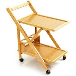 Chariot de service 2 étagères 4 roulettes 66x70x40,5cm (LxHxP) bambou - Nature