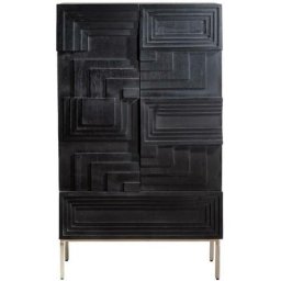 Buffet haut en bois de manguier noir Tristan - Noir