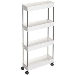 Chariot de rangement mobile sur 4 niveaux étagère sur roulettes pour salle de bain et cuisine