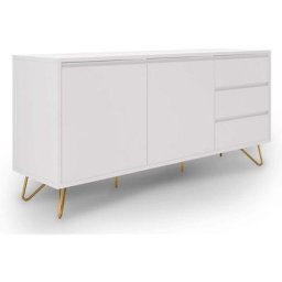 Buffet enfilade 3 tiroirs 2 portes blanc darina - blanc