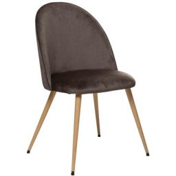 Atmosphera - Chaise de table en Velours Taupe et pieds en métal - Taupe