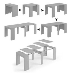 Table console Compton, Table à manger extensible, Table avec rallonges polyvalentes extensibles