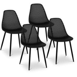 Fromm&starck - Lot de 4 Chaises Design De Cuisine Salle à Manger Plastique 52x46cm Noir 150kg - Noir