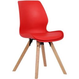 Chaise de salle à manger Luna avec pieds en bois rouge Plastique