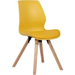 Chaise de salle à manger Luna avec pieds en bois jaune Plastique