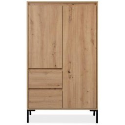 Buffet haut 2 portes 2 tiroirs et 2 étagères H139 cm - Plock Calicosy Bois clair