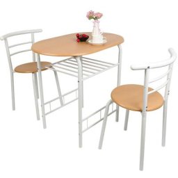 3 Pièces Ensemble de Salle à Manger avec Table à Manger et 2 Chaises, pour Balcon, Cuisine, Salon,