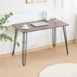 Table à manger carrée en fer taille 11060cm (avec cadre de support) couleur noyer